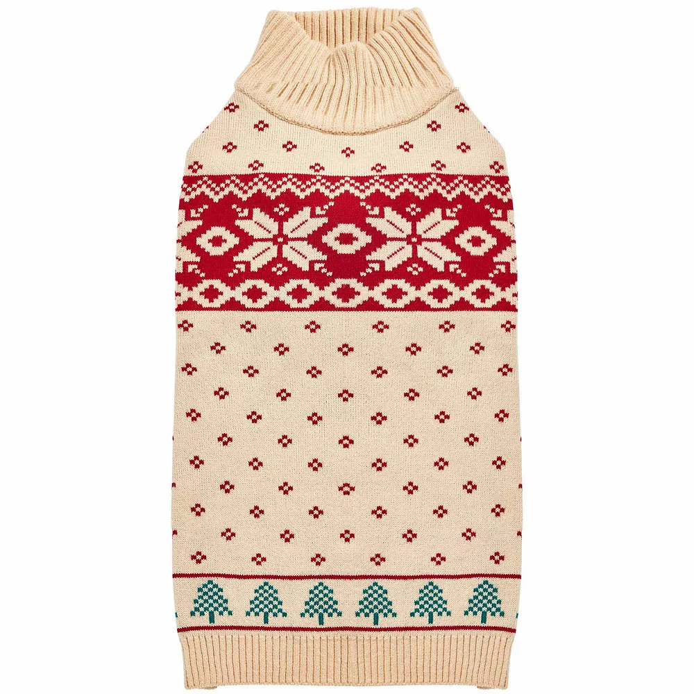 Blueberry Pet Christmas Tree Dog Jacquard Sweater In Cream 6 Blueberry Pet Christmas Tree Dog Jacquard Sweater In Cream - Image 4