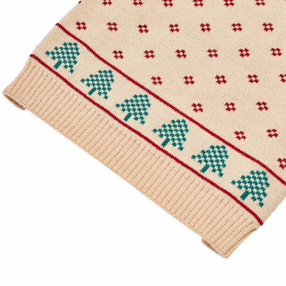 Blueberry Pet Christmas Tree Dog Jacquard Sweater In Cream 7 Blueberry Pet Christmas Tree Dog Jacquard Sweater In Cream - Image 5