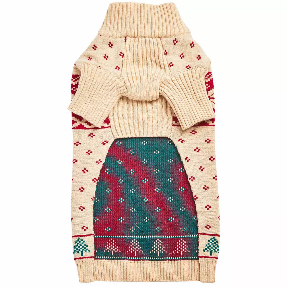 Blueberry Pet Christmas Tree Dog Jacquard Sweater In Cream 8 Blueberry Pet Christmas Tree Dog Jacquard Sweater In Cream - Image 6