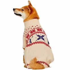 Blueberry Pet Christmas Reindeer Dog Lopi Sweater In Cream -PetPals Group shop 5986760 ALT