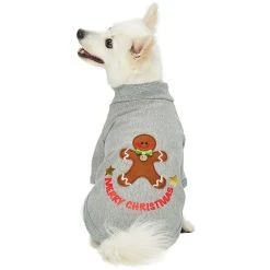 Blueberry Pet Christmas Gingerbread Man Applique Embroidery Dog Sweatshirt