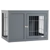 PawHut Furniture Style Indoor Dog Crate End Table Pet Cage Kennel With Double Doors And Locks For Small And Medium Dogs Grey 1 PawHut Furniture Style Indoor Dog Crate End Table Pet Cage Kennel With Double Doors And Locks For Small And Medium Dogs Grey -PetPals Group shop 6013652 Grey