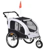 Aosom Dog Bike Trailer 2 In 1 Pet Stroller With Canopy And Storage Pockets White 1 Aosom Dog Bike Trailer 2 In 1 Pet Stroller With Canopy And Storage Pockets White -PetPals Group shop 6013663 White