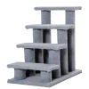 PawHut 25" 4 Step Multi Level Carpeted Cat Scratching Post Pet Stairs Grey -PetPals Group shop 6013813 Grey