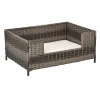 PawHut Rattan Pet Bed Raised Wicker Dog House Small Animal Sofa Indoor And Outdoor With Soft Washable Cushion Grey -PetPals Group shop 6013819