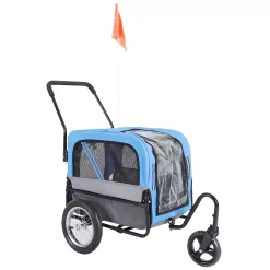 Aosom Elite Jr Dog Bike Trailer 2 In 1 Pet Stroller Cart Bicycle Wagon Cargo Carrier Attachment For Travel With 360 Degree Swivel Wheels And Large Easy Entry Blue 7 Aosom Elite Jr Dog Bike Trailer 2 In 1 Pet Stroller Cart Bicycle Wagon Cargo Carrier Attachment For Travel With 360 Degree Swivel Wheels And Large Easy Entry Blue -PetPals Group shop 6013820 ALT2