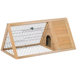 PawHut 46" X 24" Wooden A Frame Outdoor Rabbit Hutch Small Animal Hutch With Outside Run And Ventilating Wire Yellow
