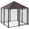 PawHut Lockable Dog House Kennel With Water Resistant Roof For Small And Medium Sized Pets 4.6' X 4.6' X 5' -PetPals Group shop 6013883