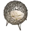 PawHut 20" Natural Rattan Cat Bed Elevated For Comfort And Circulation Includes Cushion Tan -PetPals Group shop 6013994