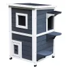 PawHut Solid Wood 2 Floor Cat Condo Kitten Shelter With Window -PetPals Group shop 6014244