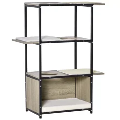 PawHut 48" Cat Activity Tower With 3 Climbing Levels 1 Condo And Removeable Cushions Grey/Black