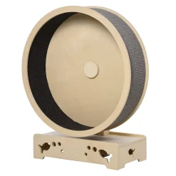 PawHut Round Hamster Wheel Style Cat Tree With Carpet Runway Wooden Sisal Covered Cat Tower Condo With Unique Design
