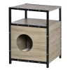 PawHut Wooden Cat House Kitty Shelter Bed W/ Soft Cushion Cat Litter Box End Table Hideaway Cabinet Storage Grey 19" X 15" X 25" 2 PawHut Wooden Cat House Kitty Shelter Bed W/ Soft Cushion Cat Litter Box End Table Hideaway Cabinet Storage Grey 19" X 15" X 25" -PetPals Group shop 6014413