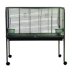 YML Small Animal Rabbit Cage On Stand In Antique Silver