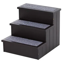 PawHut 3 Step Wooden Carpeted Non Slip Pet Stairs Ramp For Cats And Small Dogs White 7 PawHut 3 Step Wooden Carpeted Non Slip Pet Stairs Ramp For Cats And Small Dogs White -PetPals Group shop 6021566 ALT2