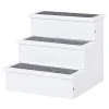 PawHut 3 Step Wooden Carpeted Non Slip Pet Stairs Ramp For Cats And Small Dogs White -PetPals Group shop 6021566 White