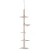 PawHut 9' Adjustable Height Floor To Ceiling Vertical Cat Tree Grey And White -PetPals Group shop 6021724 Beige