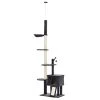 PawHut 106" Huge Cat Tree Kitty Activity Center Floor To Ceiling Cat Climbing Toy With Scratching Post Board Hammock Hanging Ball Rest Pet Furniture Dark Grey -PetPals Group shop 6021741
