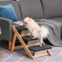 PawHut 2 In 1 Folding Dog Stairs And Ramp Convertible Dog Ramp For Beds Sofa And Cars Portable Folding Pet Ladder Up To 110 Pounds -PetPals Group shop 6021744 ALT2