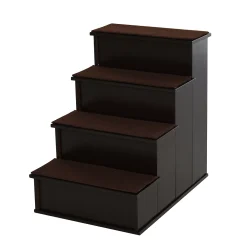 PawHut Pet Stairs Dog Steps For High Beds Sofa With Non Slip Carpeted Pads Dark Coffee -PetPals Group shop 6021769 ALT2