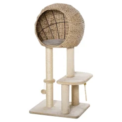 PawHut Cat Tree With Sisal Scratching Post Condo And Hanging Rope 44" H Beige -PetPals Group shop 6021823 ALT2