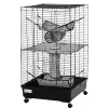 PawHut Small Animal Cage Habitat For Ferret With Wheels Hammocks Tunnels And 3 Doors Black -PetPals Group shop 6021826