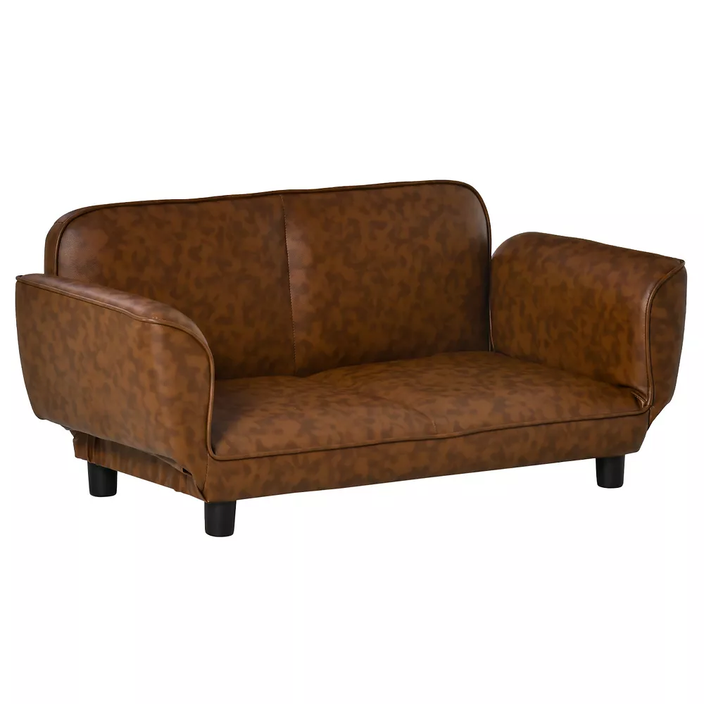 PawHut Pet Sofa Dog Bed Couch Foldable Cat Lounger PU Leather Cover For Small And Large Sized Animals 39" X 21" X 17" Expandable To 52" X 30.25" X 7" Brown 3 PawHut Pet Sofa Dog Bed Couch Foldable Cat Lounger PU Leather Cover For Small And Large Sized Animals 39" X 21" X 17" Expandable To 52" X 30.25" X 7" Brown