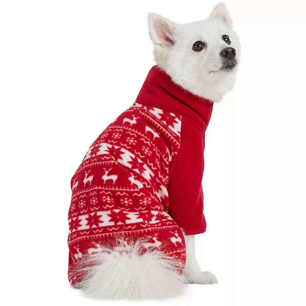 Blueberry Pet Christmas Reindeer & Snowflake Fleece Dog Half Zip Sweater 3 Blueberry Pet Christmas Reindeer & Snowflake Fleece Dog Half Zip Sweater