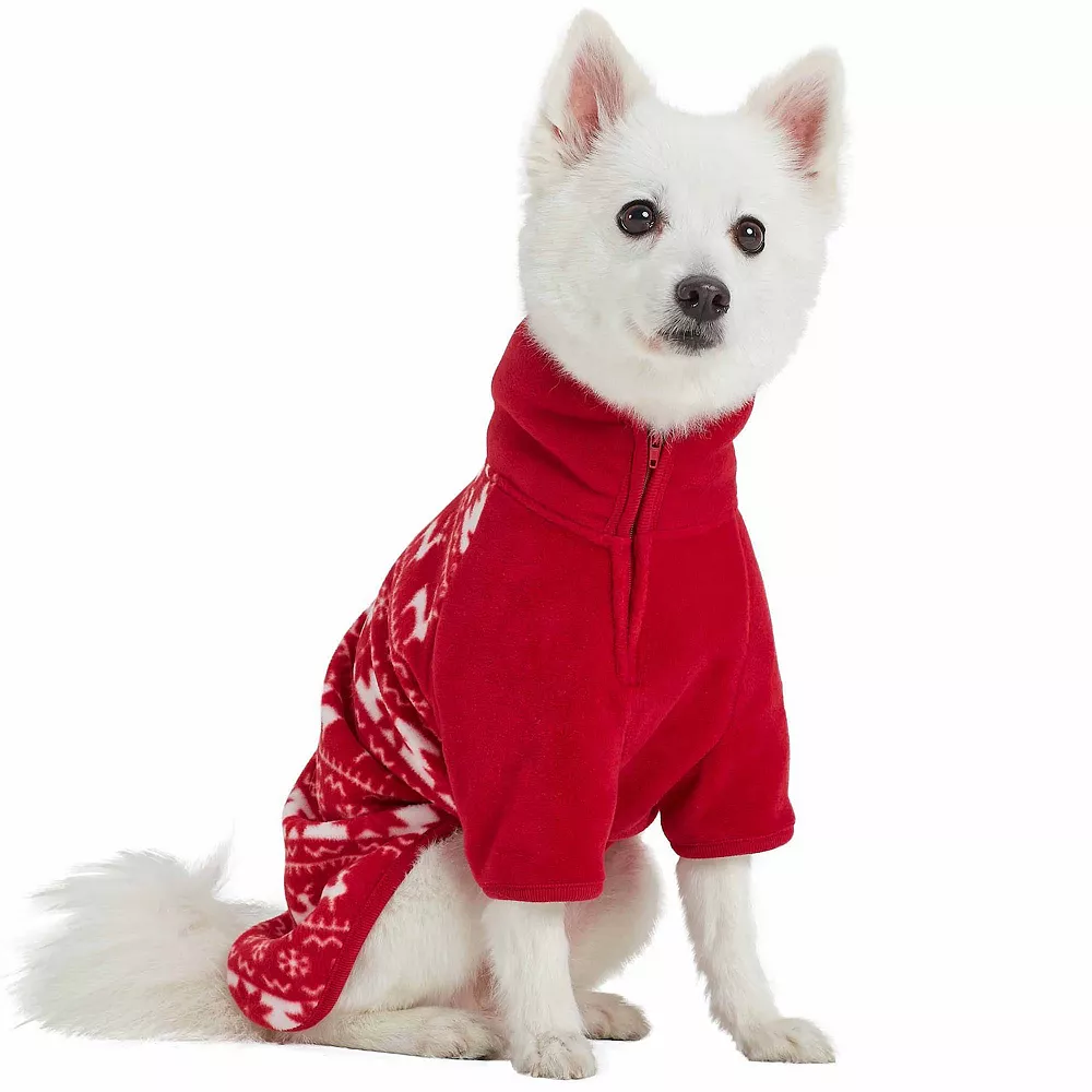 Blueberry Pet Christmas Reindeer & Snowflake Fleece Dog Half Zip Sweater 4 Blueberry Pet Christmas Reindeer & Snowflake Fleece Dog Half Zip Sweater - Image 2