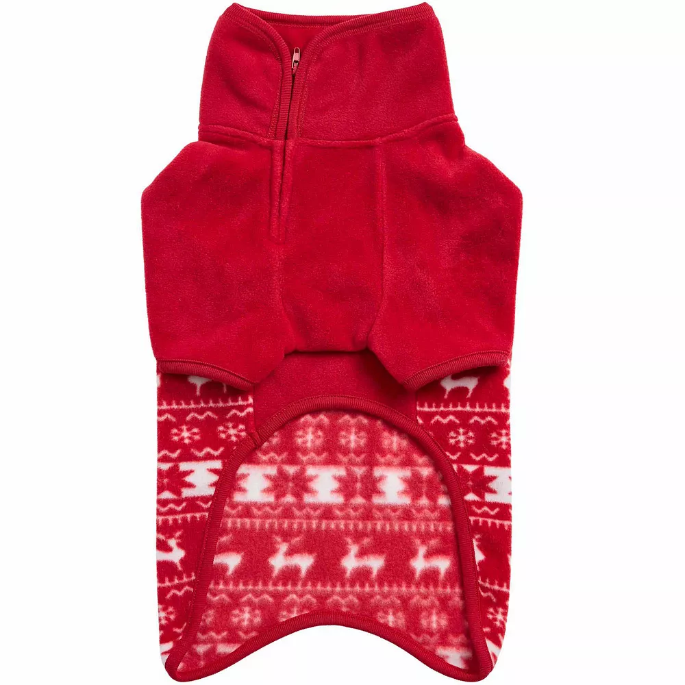 Blueberry Pet Christmas Reindeer & Snowflake Fleece Dog Half Zip Sweater 6 Blueberry Pet Christmas Reindeer & Snowflake Fleece Dog Half Zip Sweater - Image 4