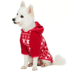 Blueberry Pet Christmas Reindeer & Snowflake Fleece Hooded Dog Sweater -PetPals Group shop 6023985 ALT2