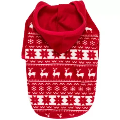 Blueberry Pet Christmas Reindeer & Snowflake Fleece Hooded Dog Sweater -PetPals Group shop 6023985 ALT3