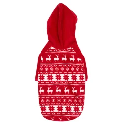 Blueberry Pet Christmas Reindeer & Snowflake Fleece Hooded Dog Sweater -PetPals Group shop 6023985 ALT4