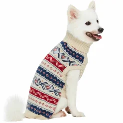 Blueberry Pet Nordic Fair Isle Christmas Dog Jacquard Sweater In Creamy White -PetPals Group shop 6024018 ALT