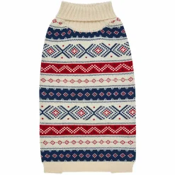 Blueberry Pet Nordic Fair Isle Christmas Dog Jacquard Sweater In Creamy White -PetPals Group shop 6024018 ALT2