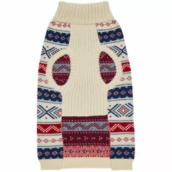 Blueberry Pet Nordic Fair Isle Christmas Dog Jacquard Sweater In Creamy White -PetPals Group shop 6024018 ALT3
