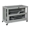 PawHut Wooden Hamster Cage Mice Rodent Small Animals Kit Hutch 3 Tiers Exercise Play House With Wheels Bottom Tray 39" X 19" X 27.25" Light Grey -PetPals Group shop 6030853