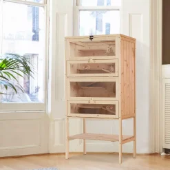 PawHut 5 Tier Fir Wood Hamster Cage Mouse Rats Small Animals Play House Exercise Activity Center Natural -PetPals Group shop 6030969 ALT2