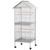 PawHut Wrought Metal Bird Cage Feeder With Rolling Stand Perches Food Containers Doors Wheels 67" H White 2 PawHut Wrought Metal Bird Cage Feeder With Rolling Stand Perches Food Containers Doors Wheels 67" H White -PetPals Group shop 6031180