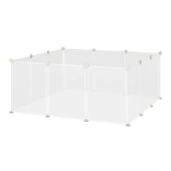 PawHut Pet Playpen DIY Small Animal Cage Open Enclosure Portable Plastic Fence 12 Panels For Kitten Bunny Chinchilla Guinea Pig White 18" X 14" -PetPals Group shop 6031323 ALT2