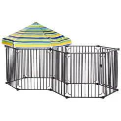 PawHut Dog Playpen With Door And Removable Cover For Small And Most Medium Sized Dogs Indoor And Outdoor Use 47" H