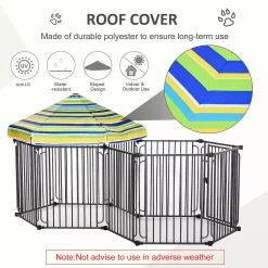 PawHut Dog Playpen With Door And Removable Cover For Small And Most Medium Sized Dogs Indoor And Outdoor Use 47" H -PetPals Group shop 6031397 ALT3