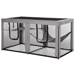 PawHut Large Mesh Cat House Kitty Indoor/Outdoor Rest Space With 2 Zipper Doors Soft Hammock Pet Bed Black And Grey -PetPals Group shop 6031495 ALT