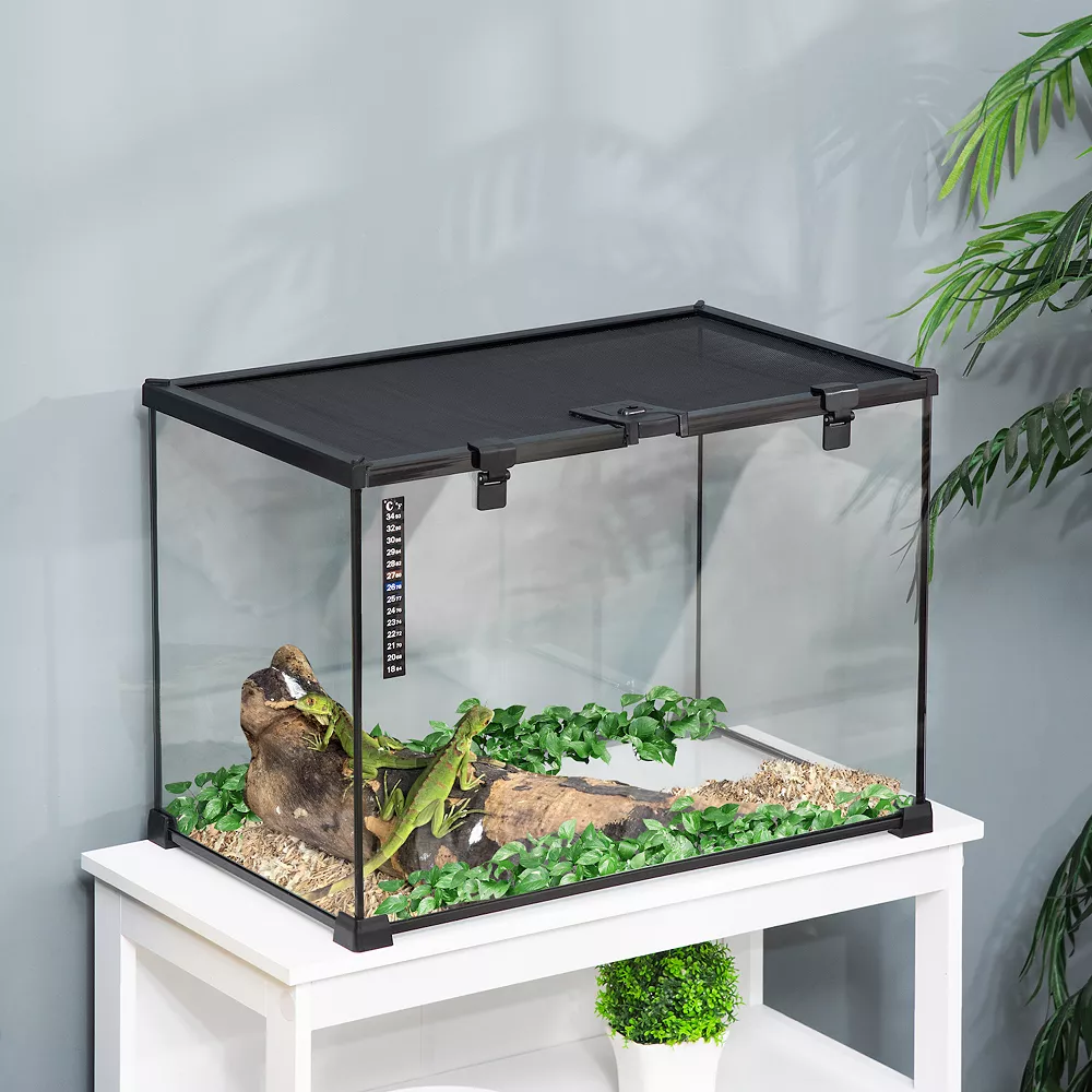 PawHut 20" X 12" X 14" Glass Reptile Terrarium 14 Gallon Top Opening Reptile Habitat Tank For Lizards Frogs Snakes Spiders 5 PawHut 20" X 12" X 14" Glass Reptile Terrarium 14 Gallon Top Opening Reptile Habitat Tank For Lizards Frogs Snakes Spiders - Image 3