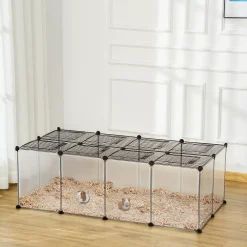PawHut Pet Playpen Small Animal Cage Transparent Customizable Fence With Door For Hamster Guinea Pigs Chinchilla 14 X 18 In -PetPals Group shop 6031617 ALT2