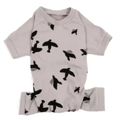 Leveret Dog Cotton Pajama Bird Gray