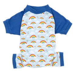 Leveret Dog Cotton Pajama Rainbow Blue