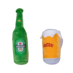 JoJo Modern Pets Beer-cheers Crinkle And Squeaky Plush Dog Toy Combo