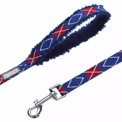 Blueberry Pet Dog Leash In Scottish Argyle With Soft & Comfortable Sherpa Fleece Handle -PetPals Group shop 6117358 ALT