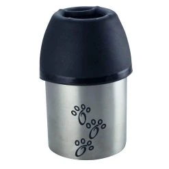 Benzara Plastic Fin Cap Pet Travel Water Bottle In Stainless Steel, Small, Silver And Black-Set Of 6